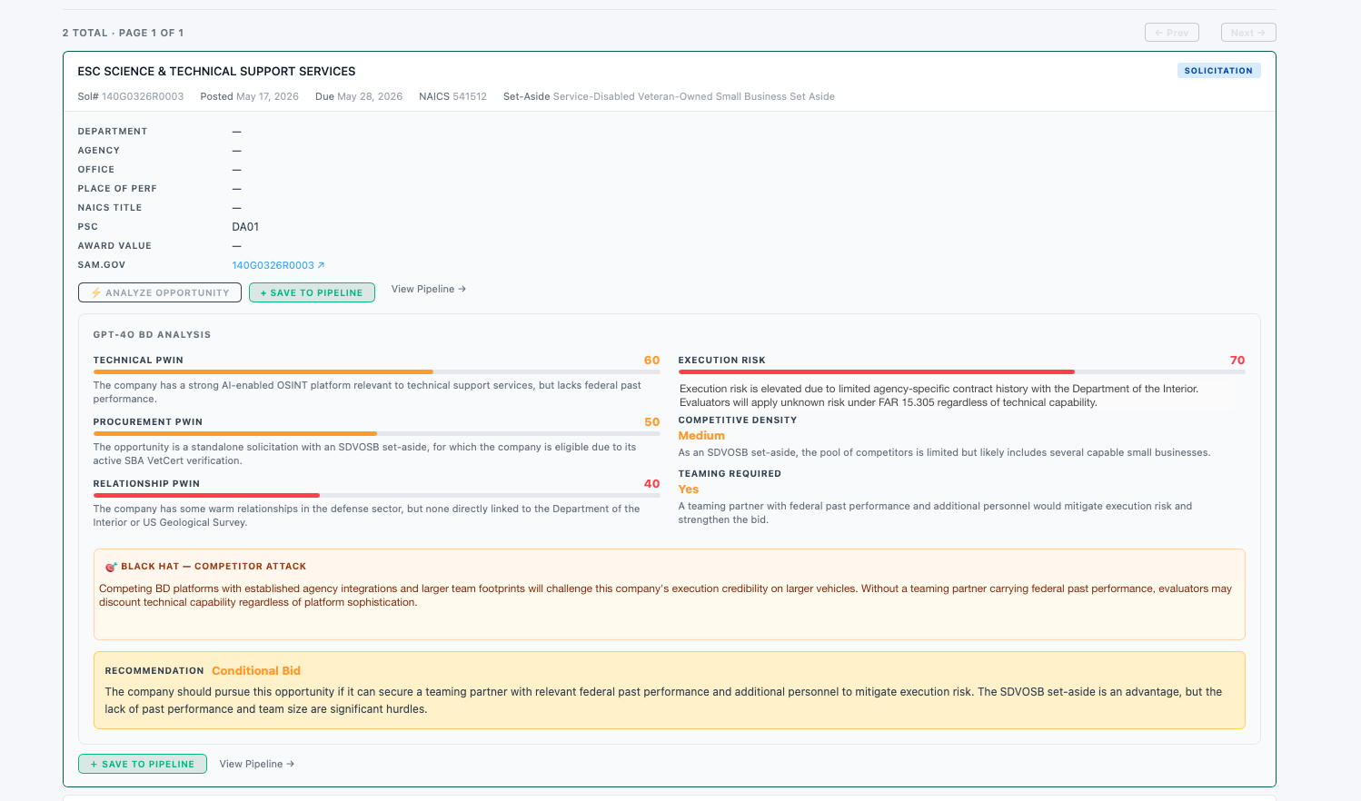 AI-Assisted BD Analysis — PWIN Scoring
